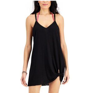 NWT Miken Juniors' Knot Hem Beach Cover Up Dress Black Size L $30 8B601